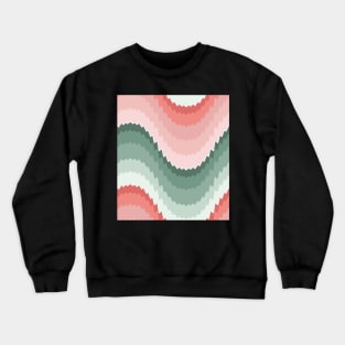 Bargello waves pattern pink and green Crewneck Sweatshirt